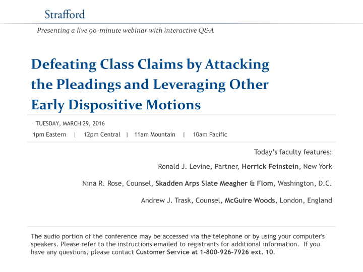 defeating class claims by attacking the pleadings and