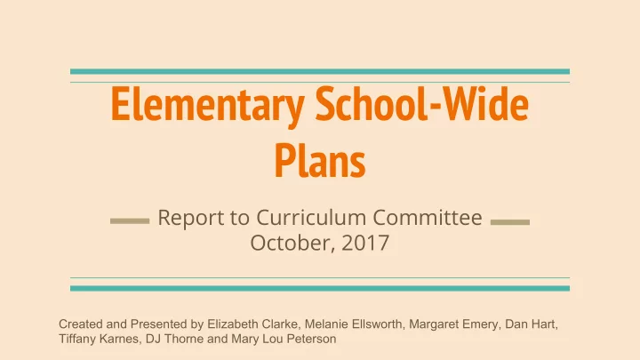 elementary school wide plans
