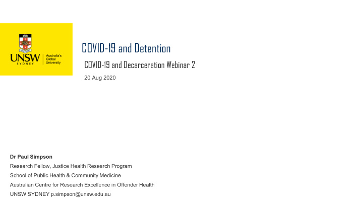 covid 19 and detention