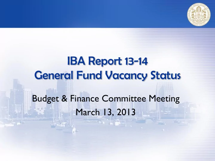 general fund vacancy status
