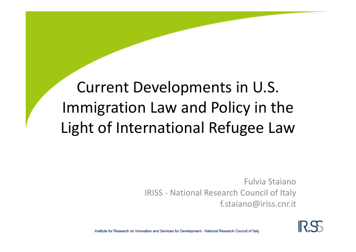 current developments in u s immigration law and policy in