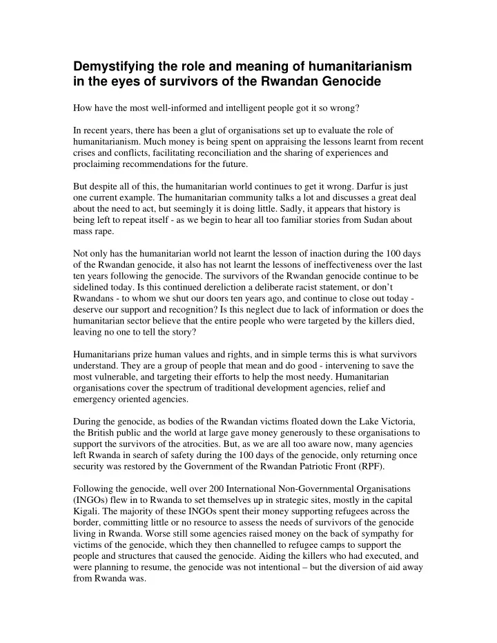 demystifying the role and meaning of humanitarianism in