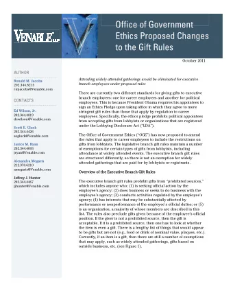 Office of Government  Ethics Proposed Changes  to the Gift Rules  October 2011  AUTHOR