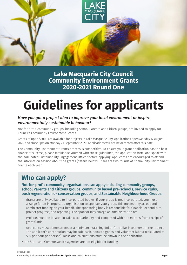 guidelines for applicants