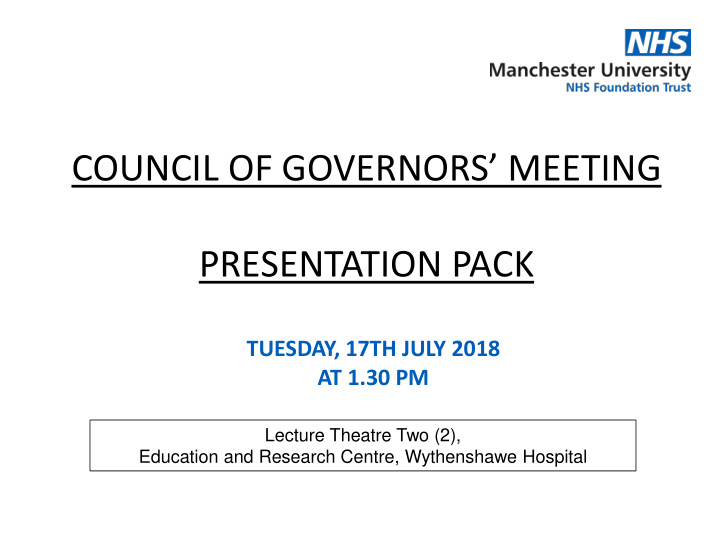 council of governors meeting presentation pack tuesday