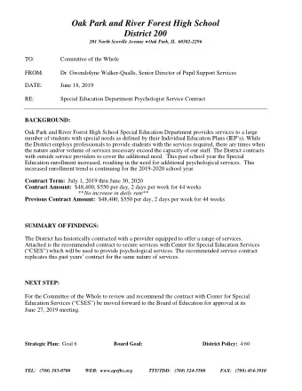 Oak Park and River Forest High School  District 200 201 North Scoville Avenue  Oak Park, IL