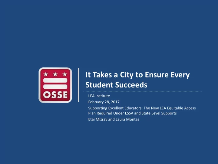 it takes a city to ensure every student succeeds