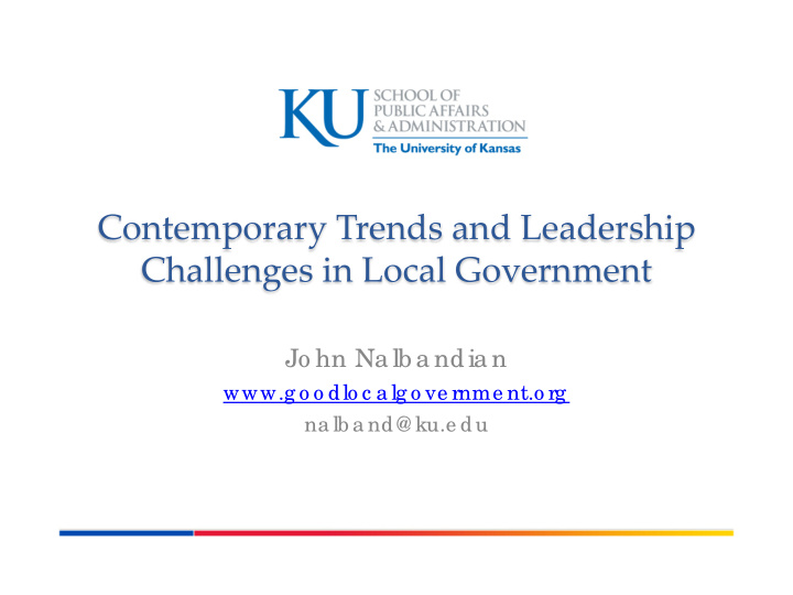 contemporary trends and leadership challenges in local