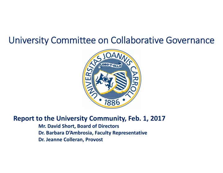 uni univer ersi sity co commi mmittee on on colla