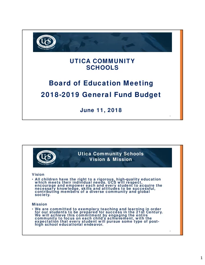 board of education meeting 2018 2019 general fund budget