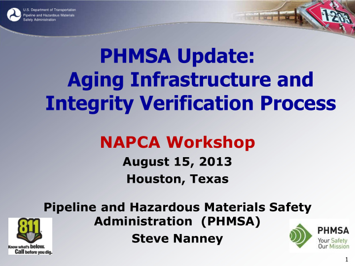 phmsa update aging infrastructure and integrity