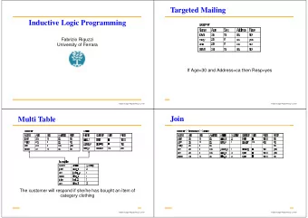 Targeted Mailing  Inductive Logic Programming  Fabrizio Riguzzi  University of Ferrara  If
