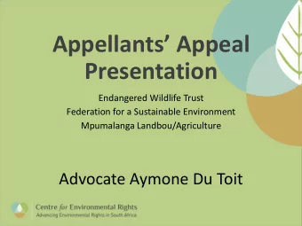 Presentation  Endangered Wildlife Trust  Federation for a Sustainable Environment  Mpumalanga