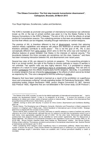The Ottawa Convention: The first step towards humanitarian disarmament,  Colloquium,