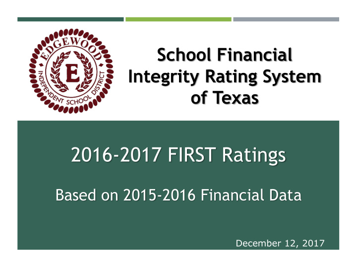 2016 2017 first ratings