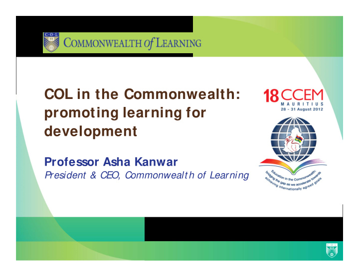 col in the commonwealth promoting learning for development