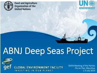 ABNJ Deep Seas Project  SIOFA Meeting of the Parties  Flic en Flac, Mauritius  1-5 July 2019  ABNJ