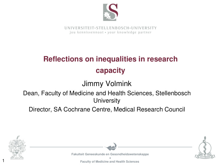 reflections on inequalities in research capacity jimmy