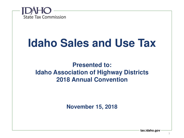 idaho sales and use tax