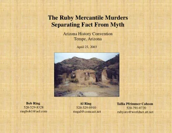 The Ruby Mercantile Murders  Separating Fact From Myth  Arizona History Convention  Tempe, Arizona