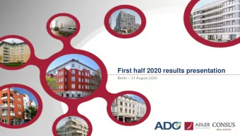 First half 2020 results presentation Berlin  31 August 2020  Agenda  1  Successful first half
