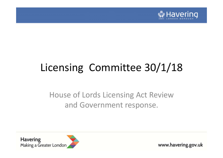 licensing committee 30 1 18