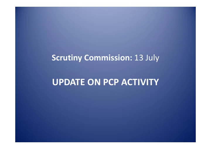 update on pcp activity police and crime panel activity