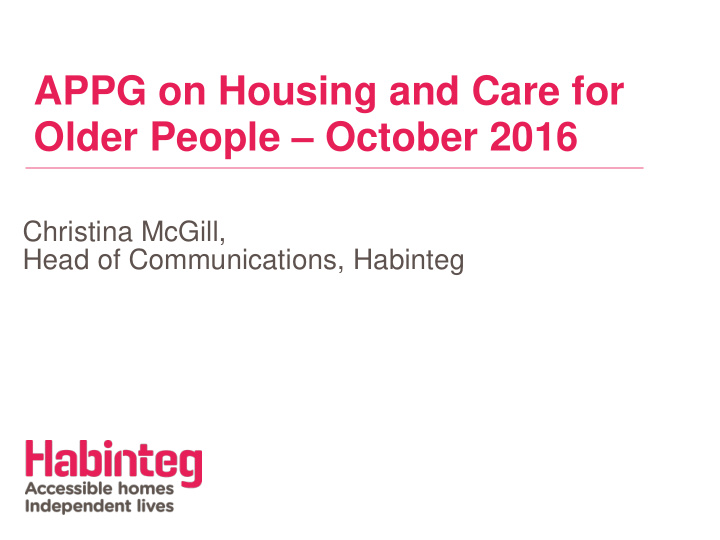 appg on housing and care for