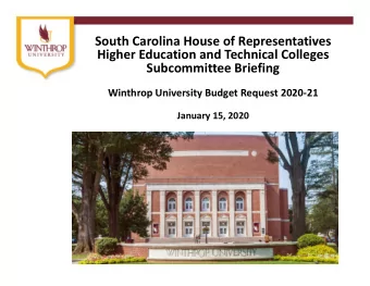 South Carolina House of Representatives  Higher Education and Technical Colleges  Subcommittee