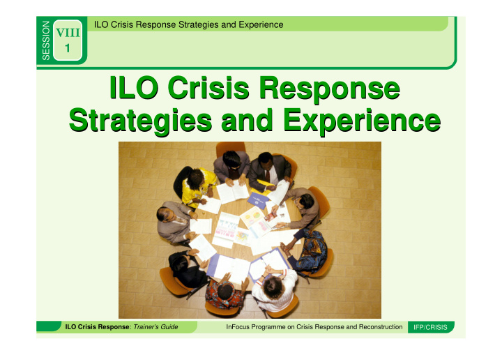 ilo crisis response ilo crisis response strategies and