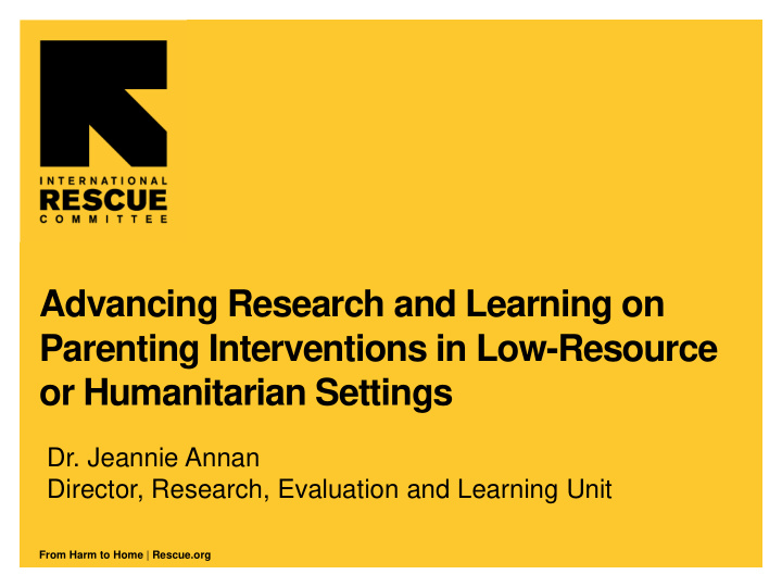 advancing research and learning on parenting