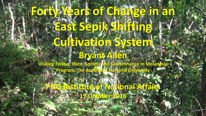 east sepik shifting cultivation system
