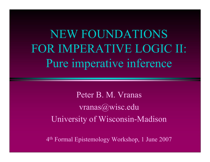 new foundations for imperative logic ii pure imperative