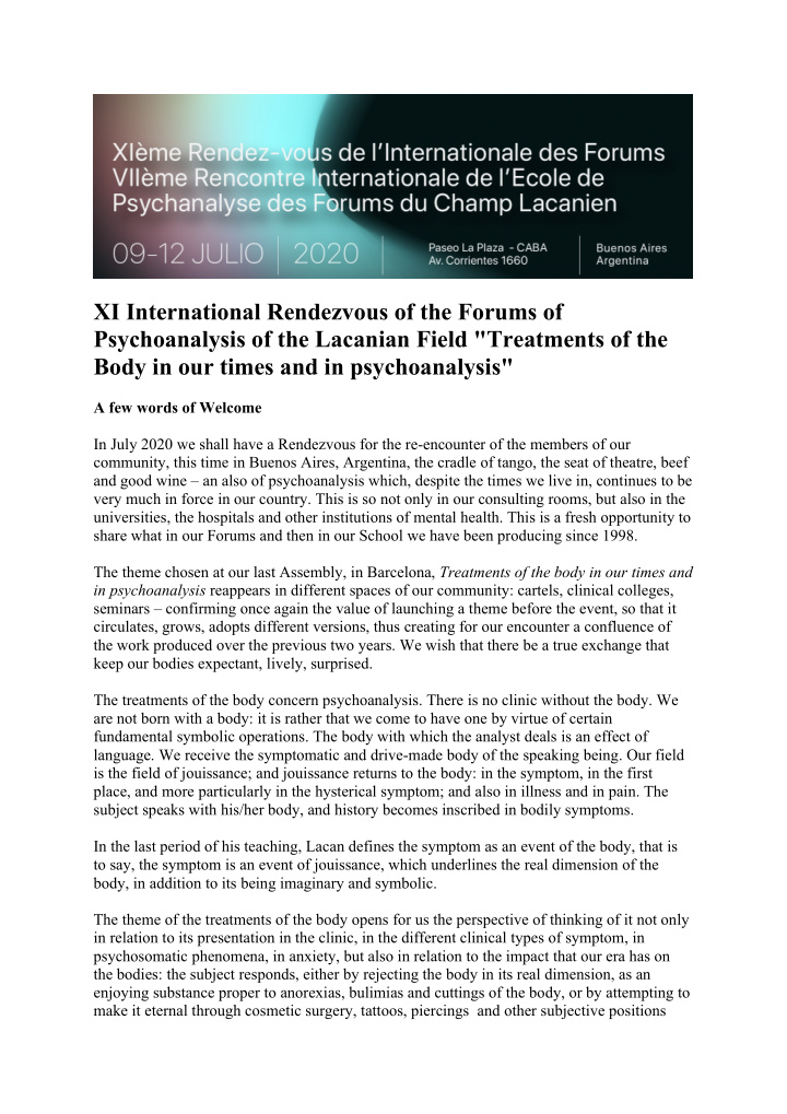 xi international rendezvous of the forums of