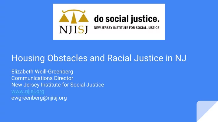 housing obstacles and racial justice in nj