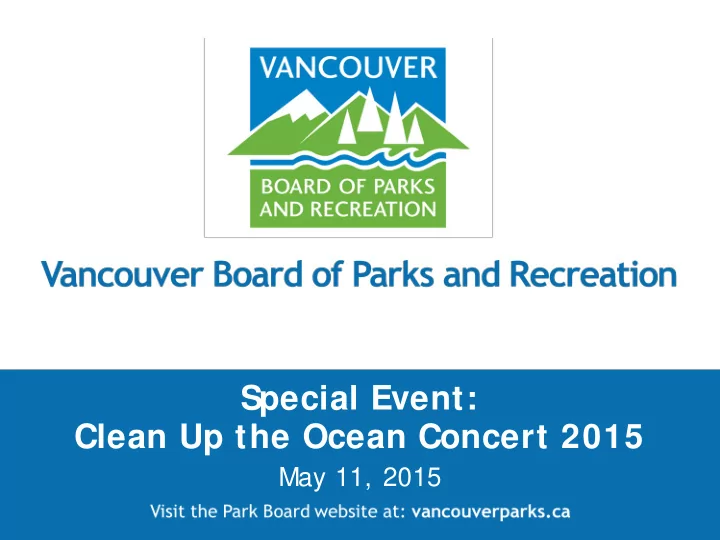 special event clean up the ocean concert 2015