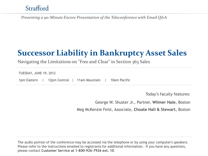 successor liability in bankruptcy asset sales