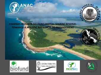 FISHERIES IN PONTA DO OURO PARTIAL MARINE RESERVE:  TOWARDS A HOLISTIC APPROACH  TO MANAGEMENT  REM