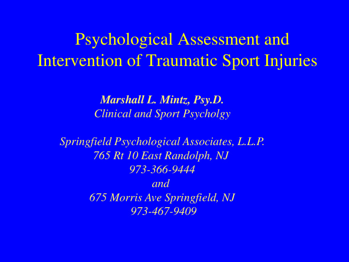 psychological assessment and intervention of traumatic