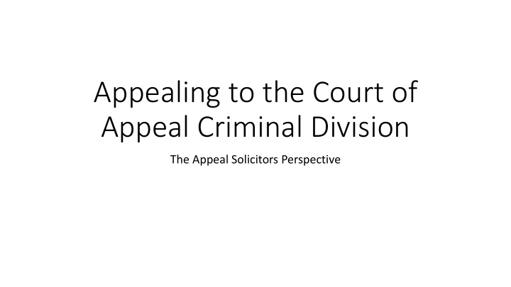 appealing to the court of appeal criminal division