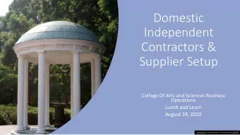 Domestic  Independent  Contractors &amp;  Supplier Setup  College Of Arts and Sciences Business