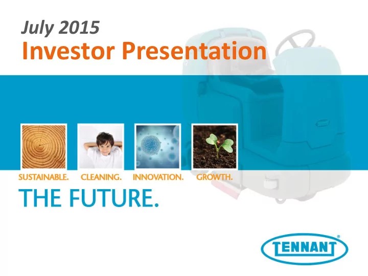 investor presentation safe harbor statement