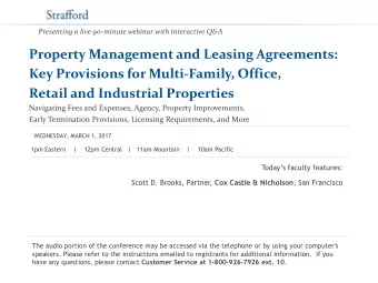 Presenting a live 90-minute webinar with interactive Q&amp;A  Property Management and Leasing