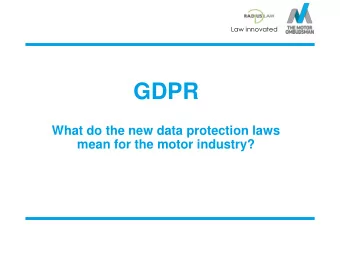 GDPR  What do the new data protection laws  mean for the motor industry?  Law innovated  What do