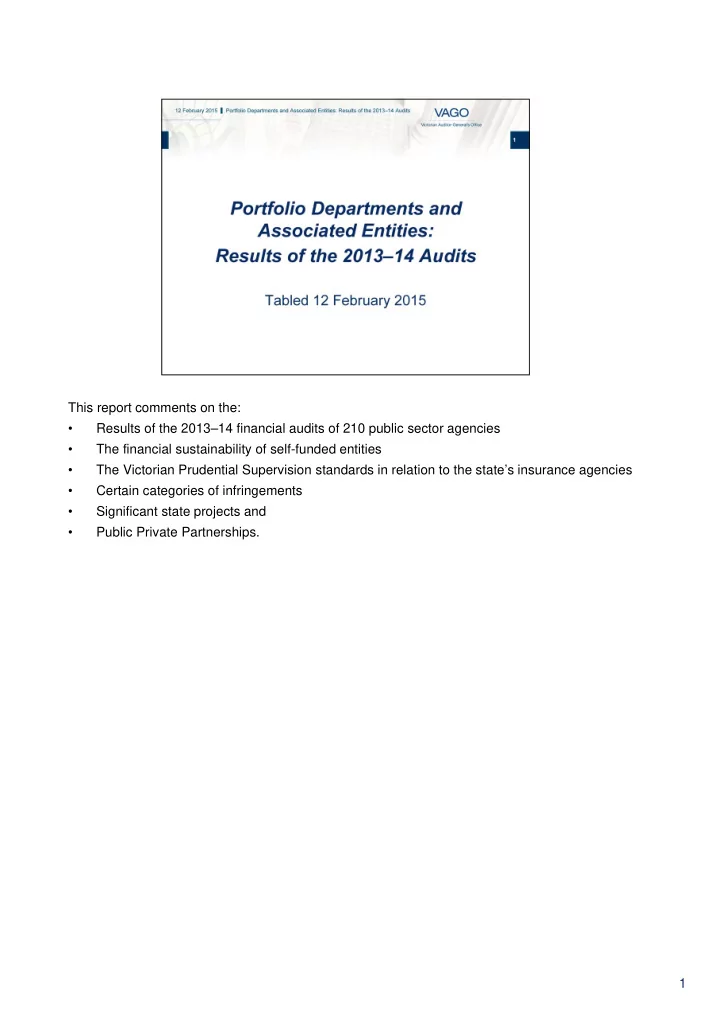 this report comments on the results of the 2013 14