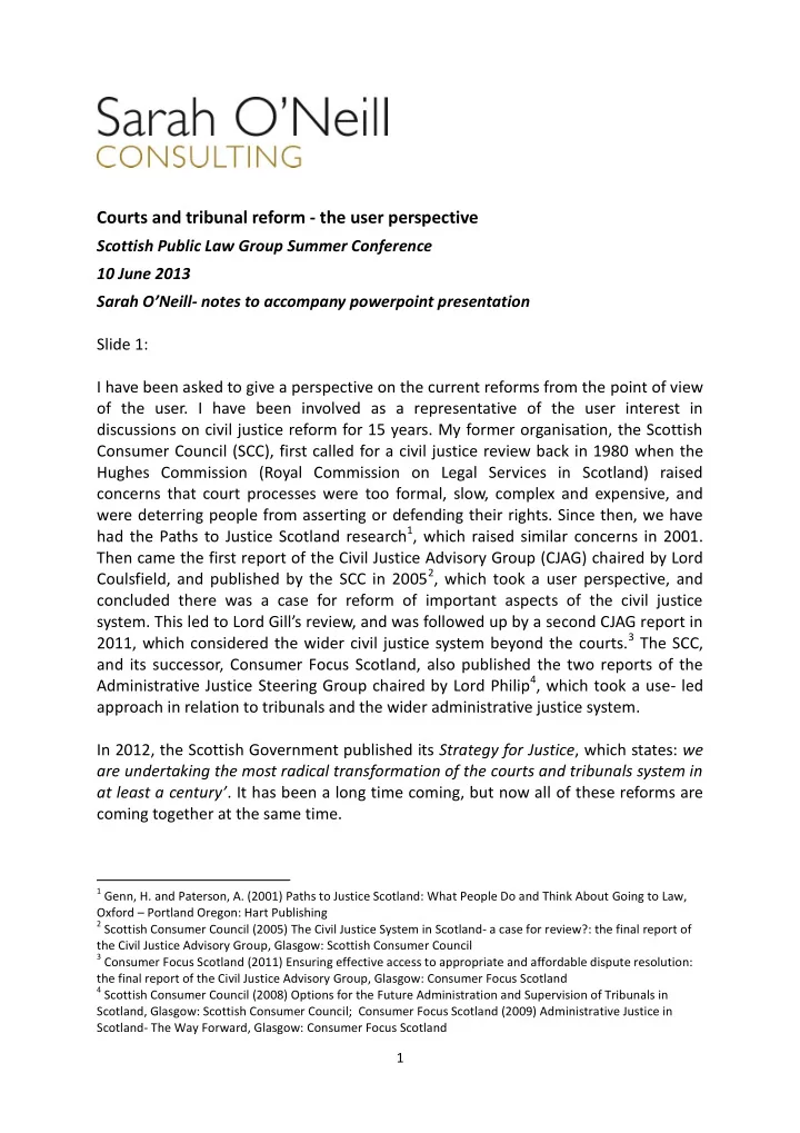courts and tribunal reform the user perspective