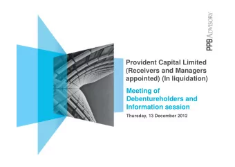 Provident Capital Limited  (Receivers and Managers  appointed) (In liquidation)  Meeting of