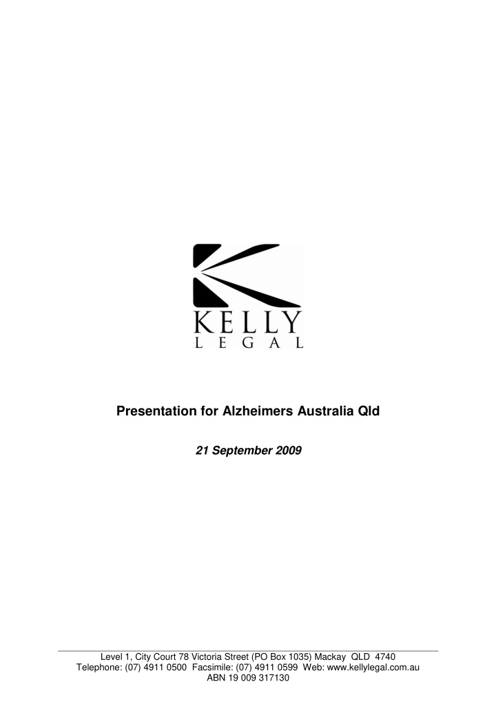presentation for alzheimers australia qld