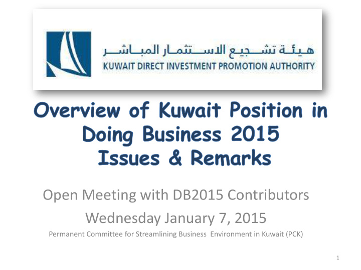 open meeting with db2015 contributors wednesday january 7
