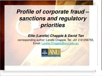 Profile of corporate fraud   sanctions and regulatory  priorities  Ellie (Larelle) Chapple &amp;